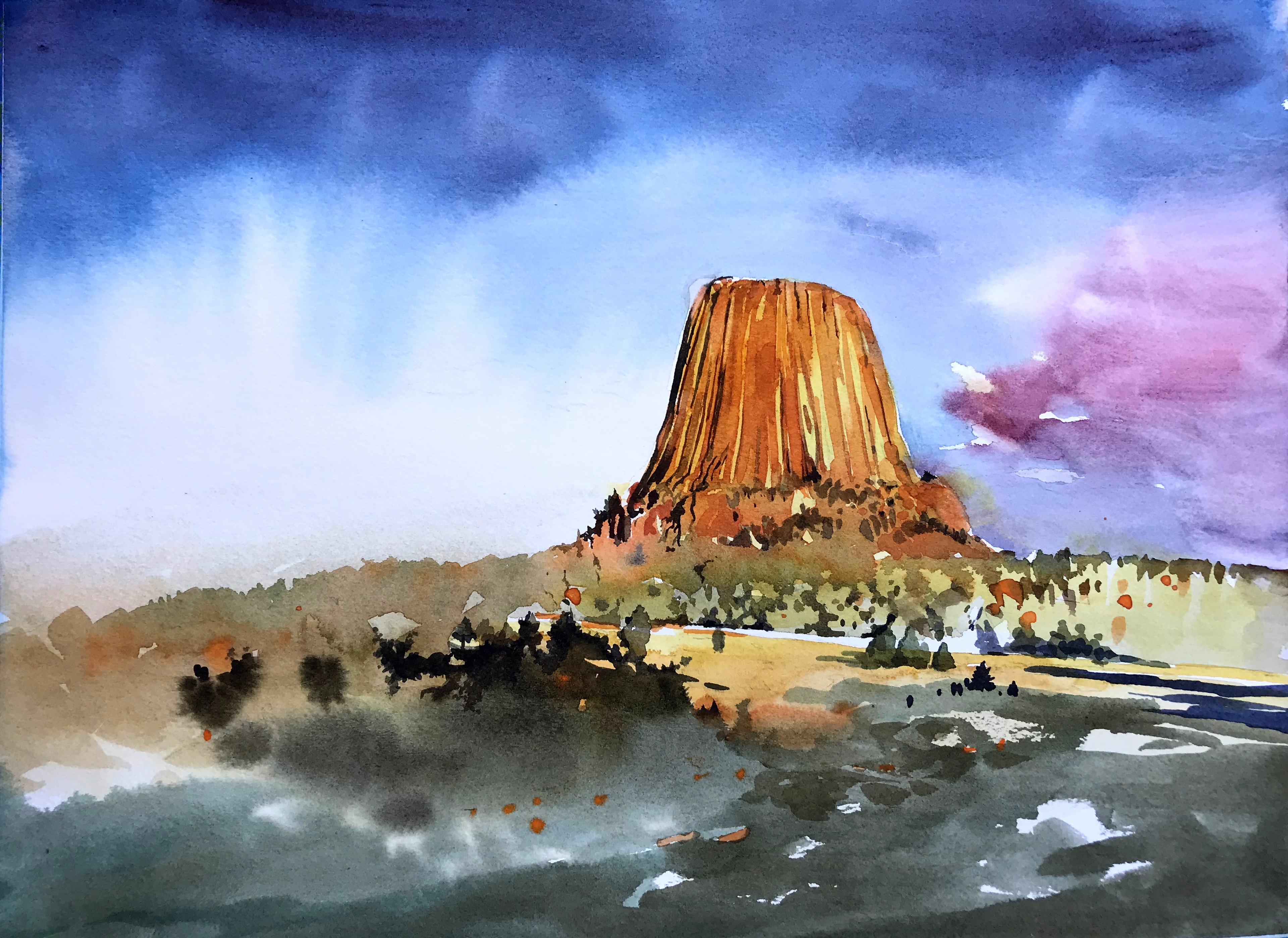 Devils Tower — Watercolor on paper