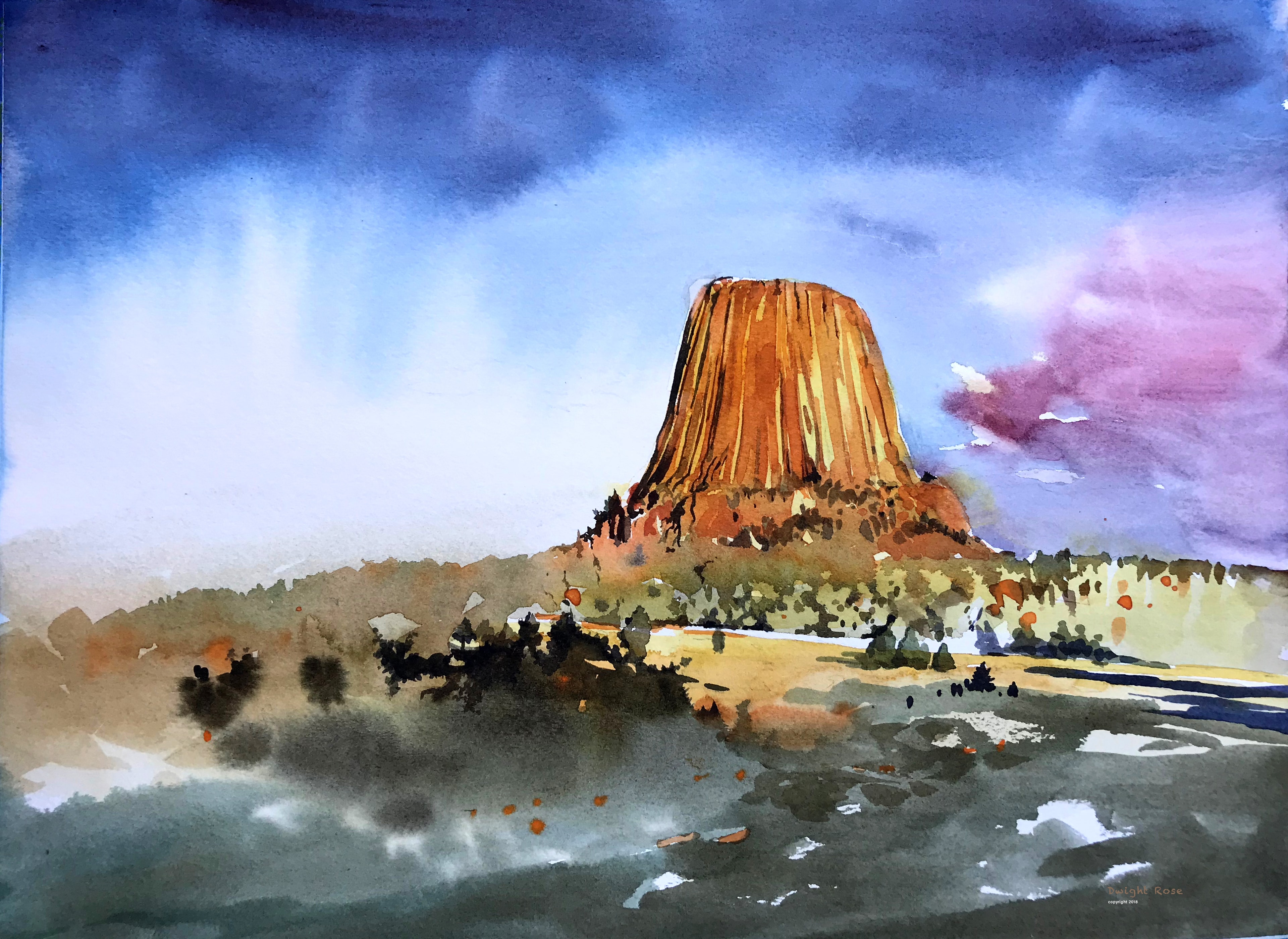Devils Tower II — Watercolor on paper