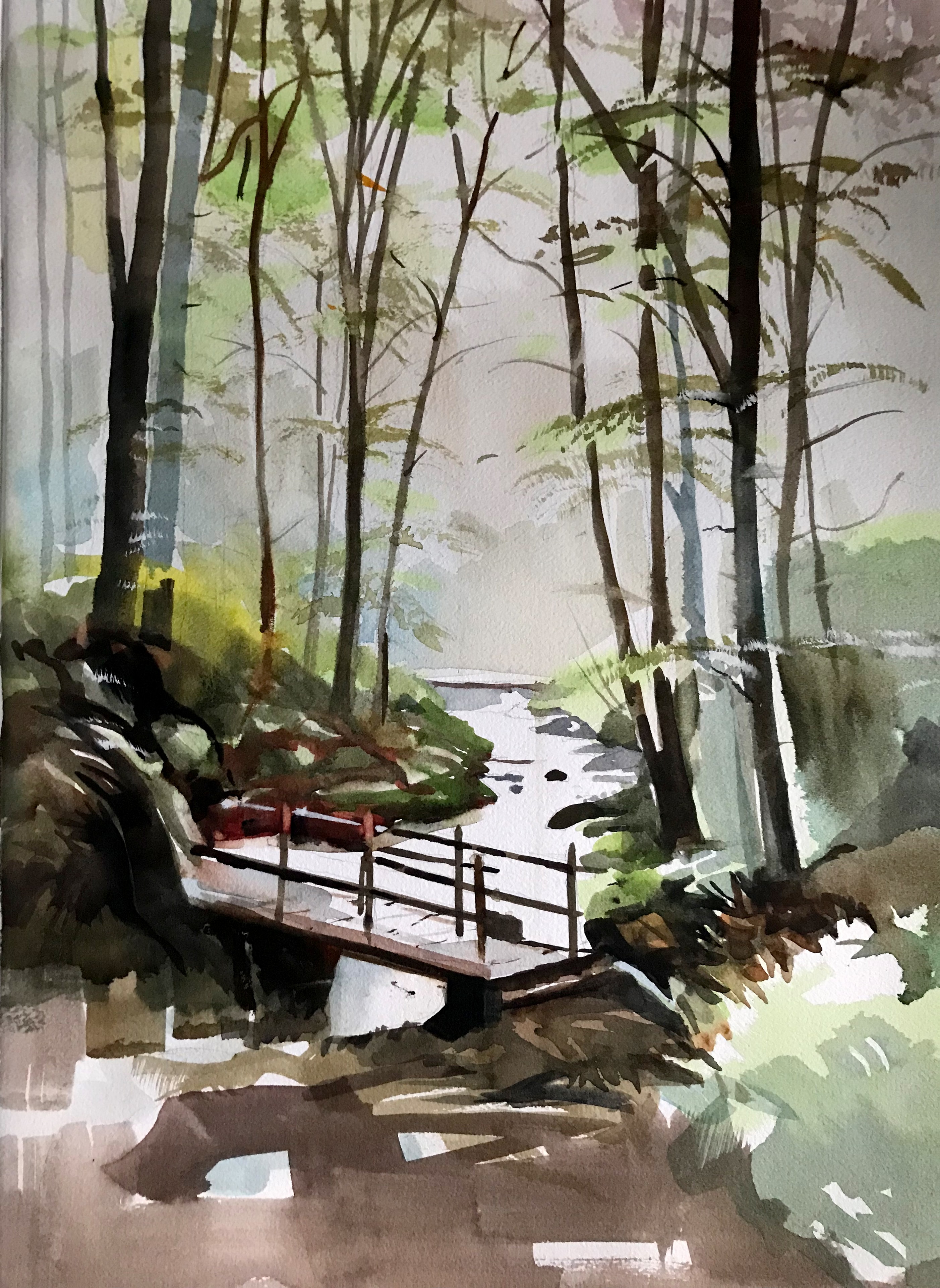 Evening Trail — Watercolor on paper