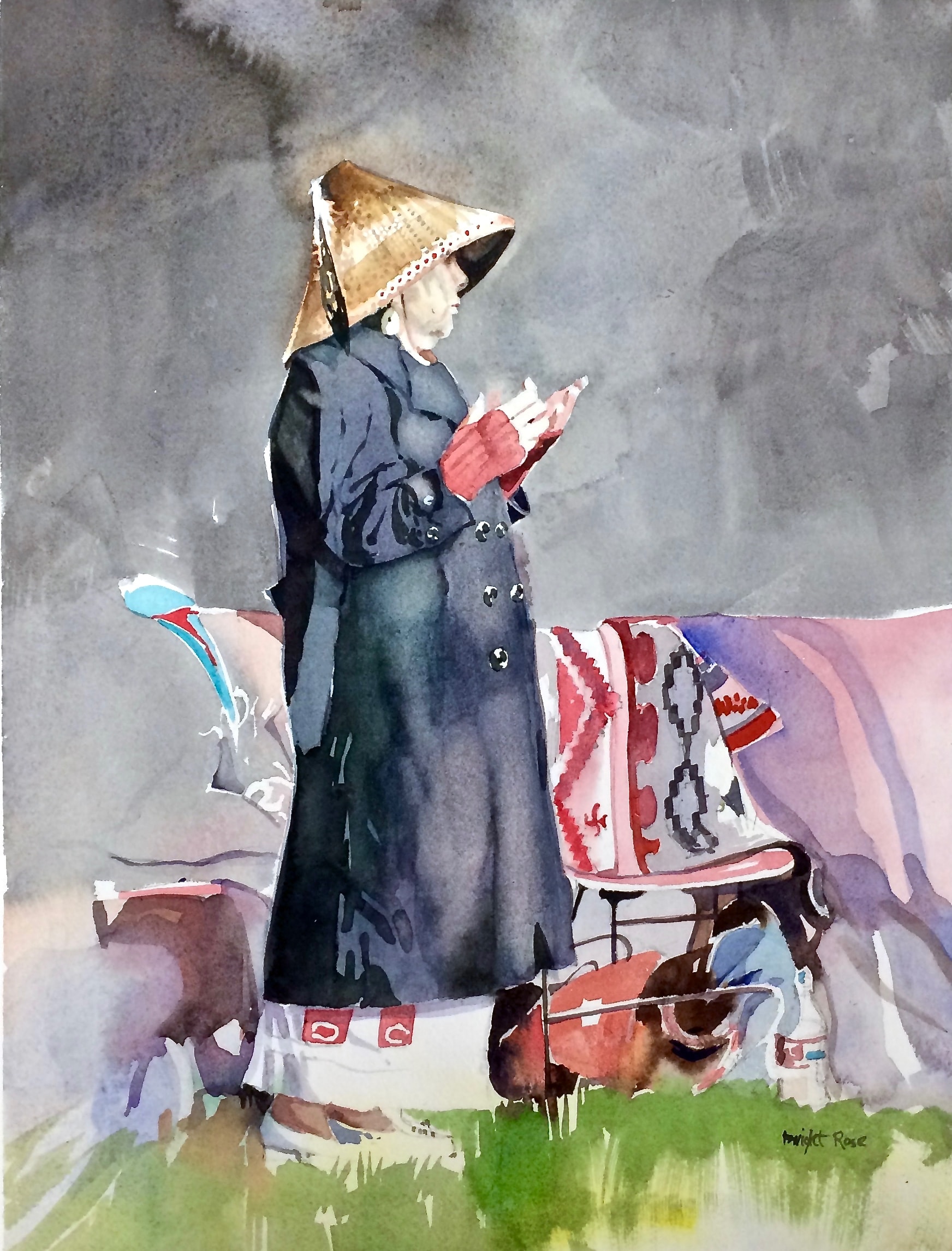 Laundry Day — Watercolor on paper
