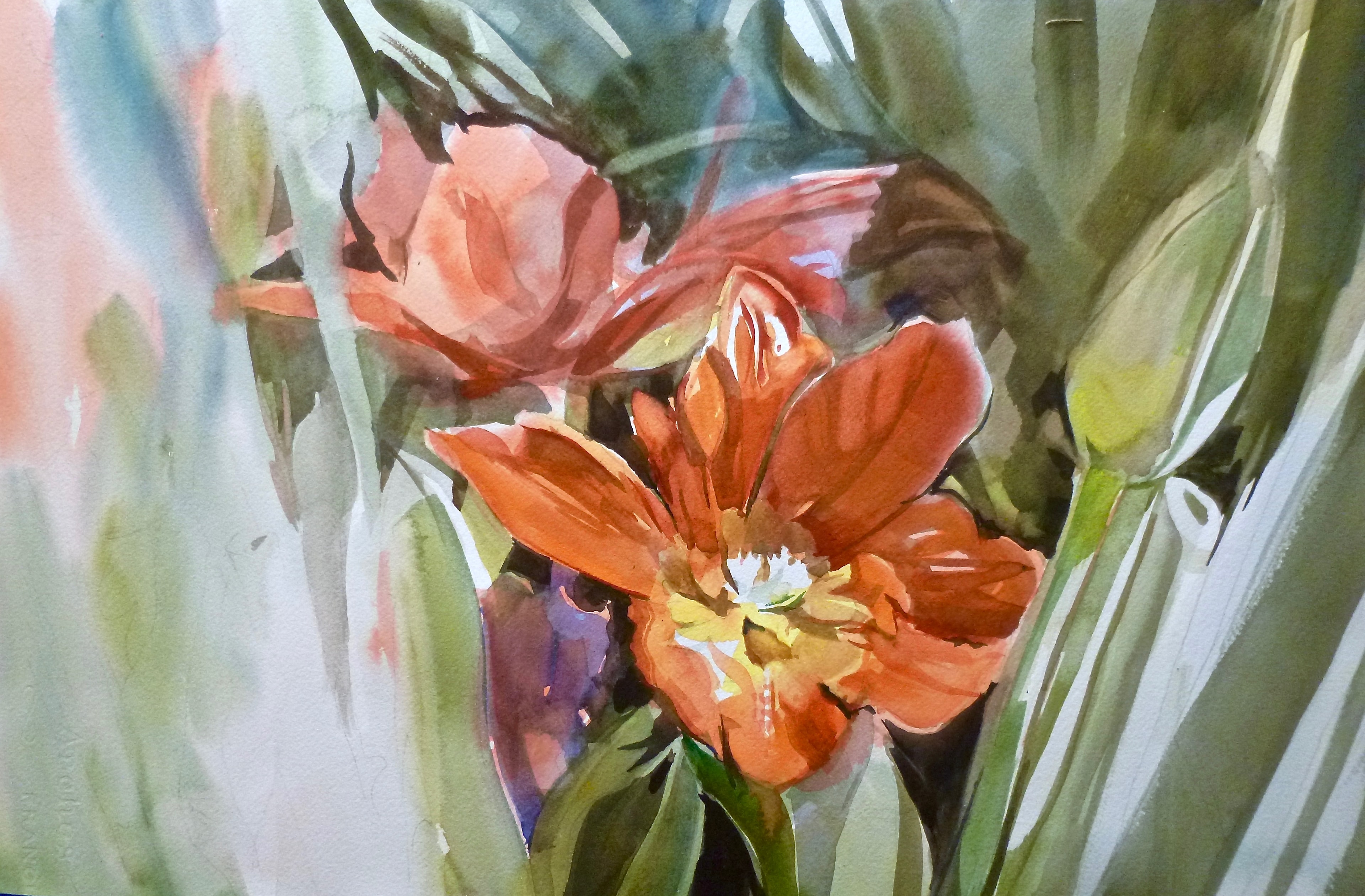 Red and Orange — Watercolor on paper