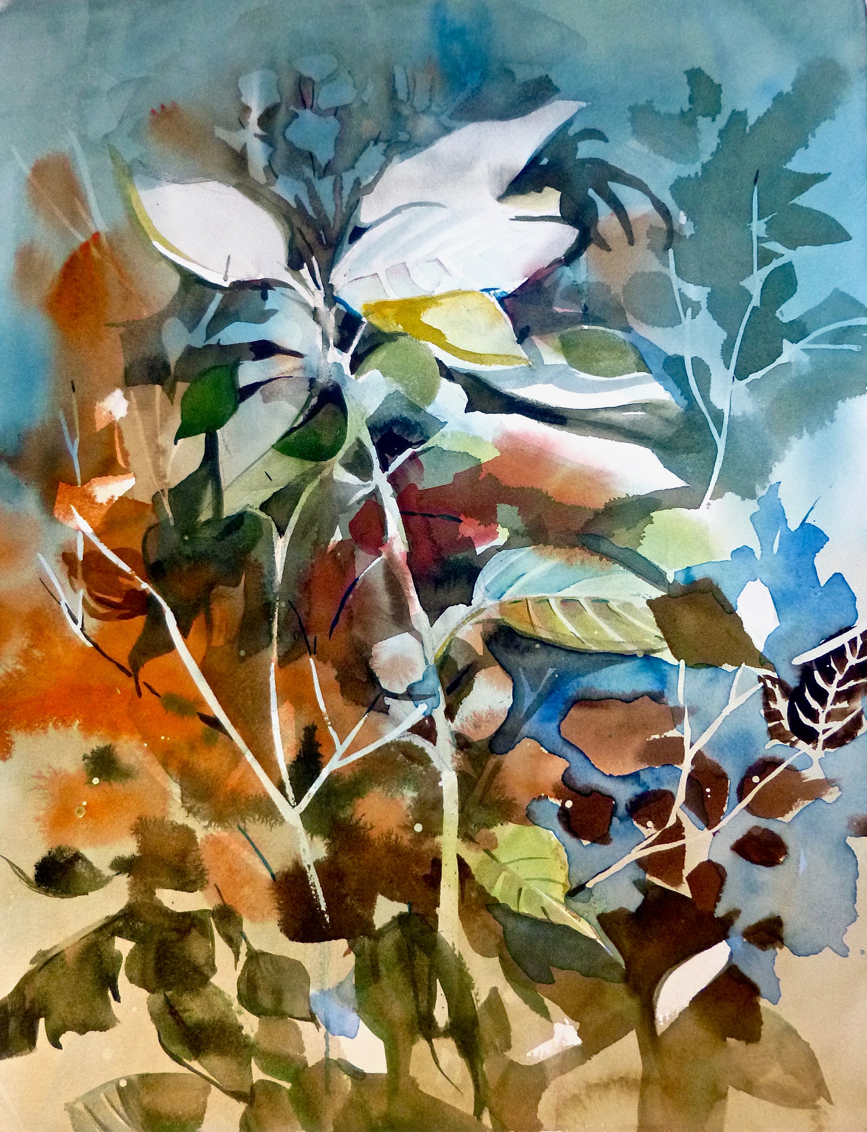 White Flowers — Watercolor on paper