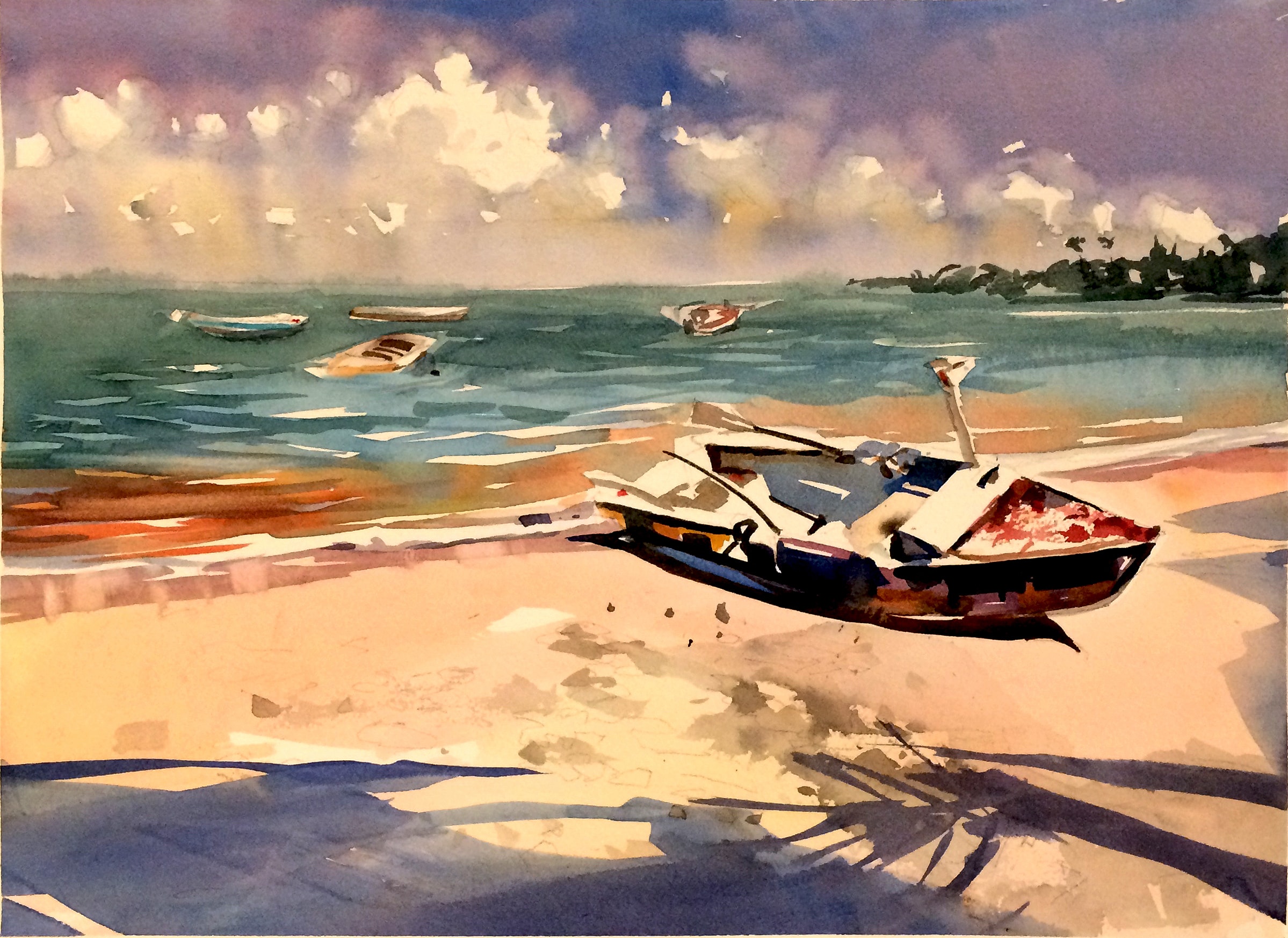 Sharkeys Beach — Watercolor on paper